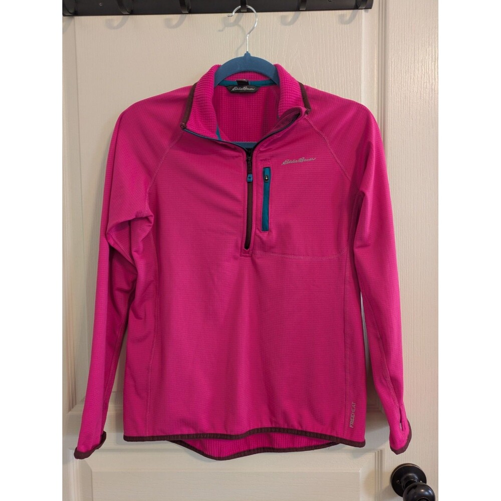 Eddie Bauer Shirt Women's Medium Pink First Ascent FreeHeat Grid Fleece 1/4 Zip